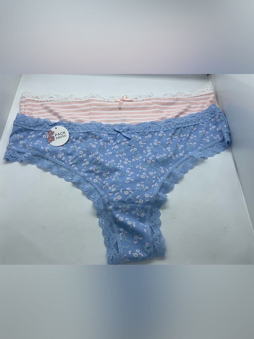 HONEYDEW Blue Floral Lace Bikini Bottoms - Pack of 2